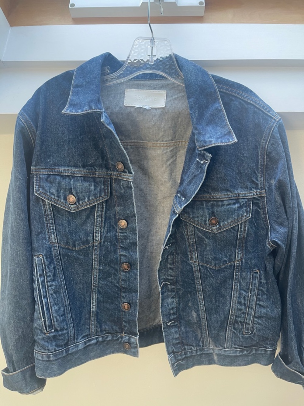 Re/Done Washed Blue Denim Jean Jacket